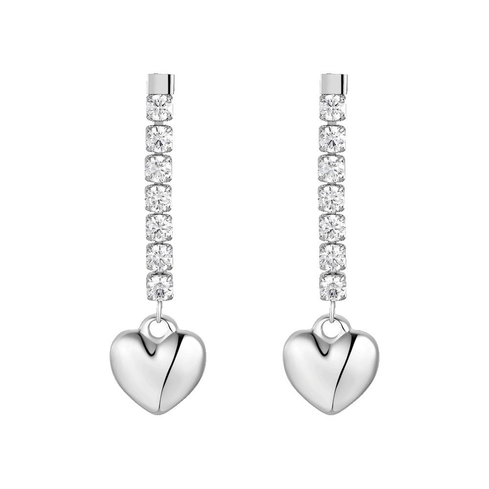 Luca Barra Orecchini Acciaio Cuore e Zirconi