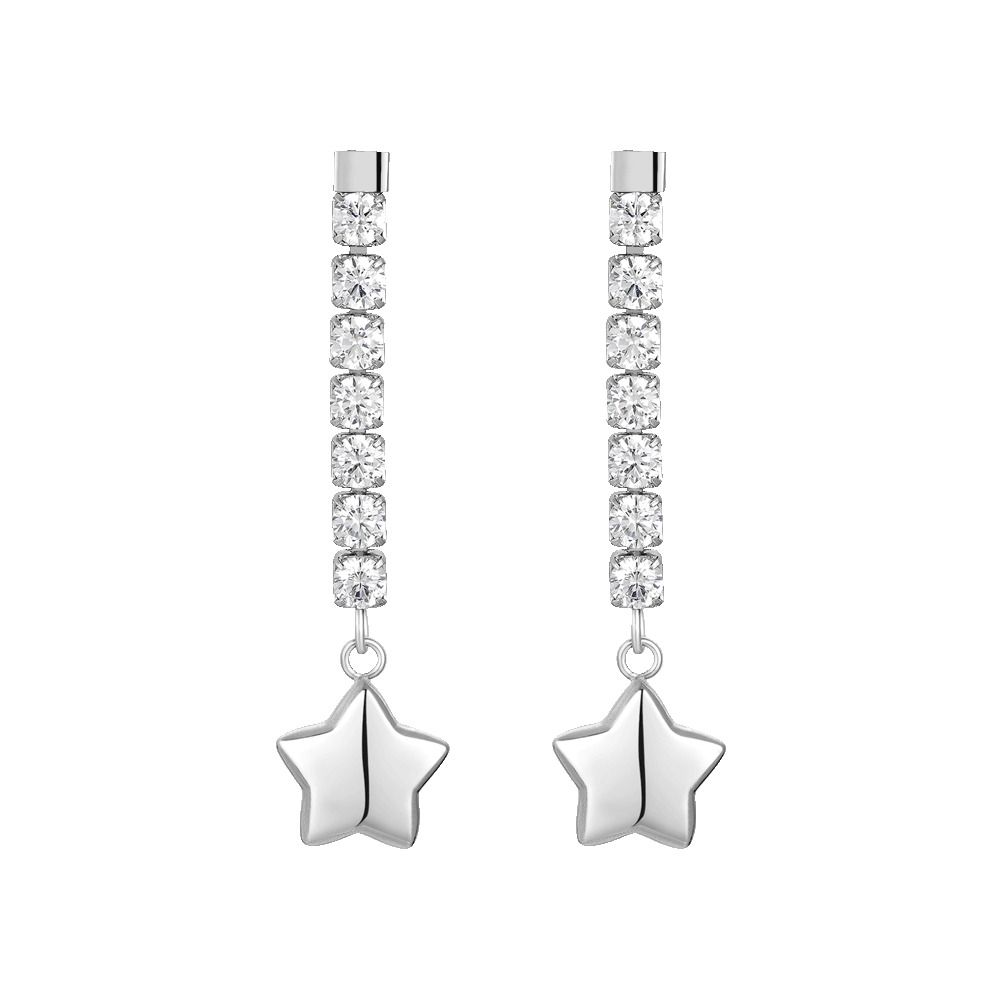 Luca Barra Orecchini Acciaio Stella e Zirconi