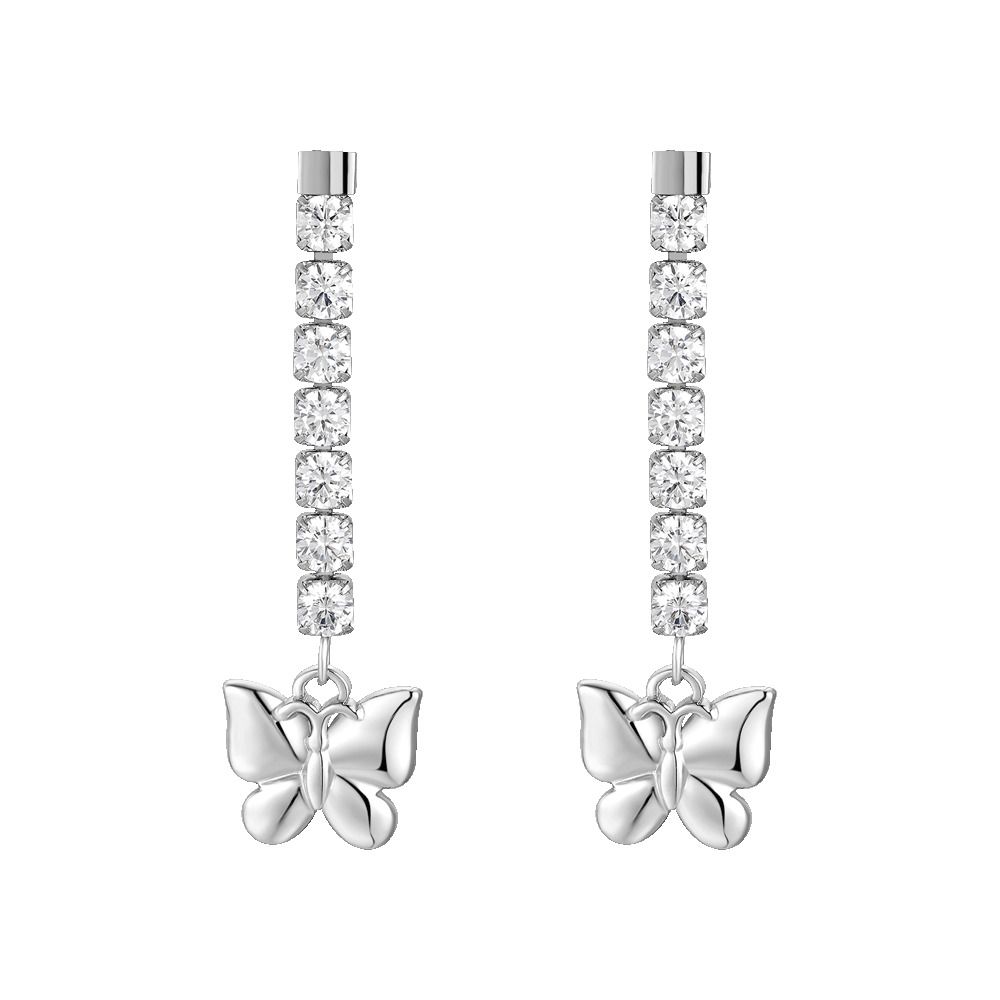 Luca Barra Orecchini Acciaio Farfalla e Zirconi