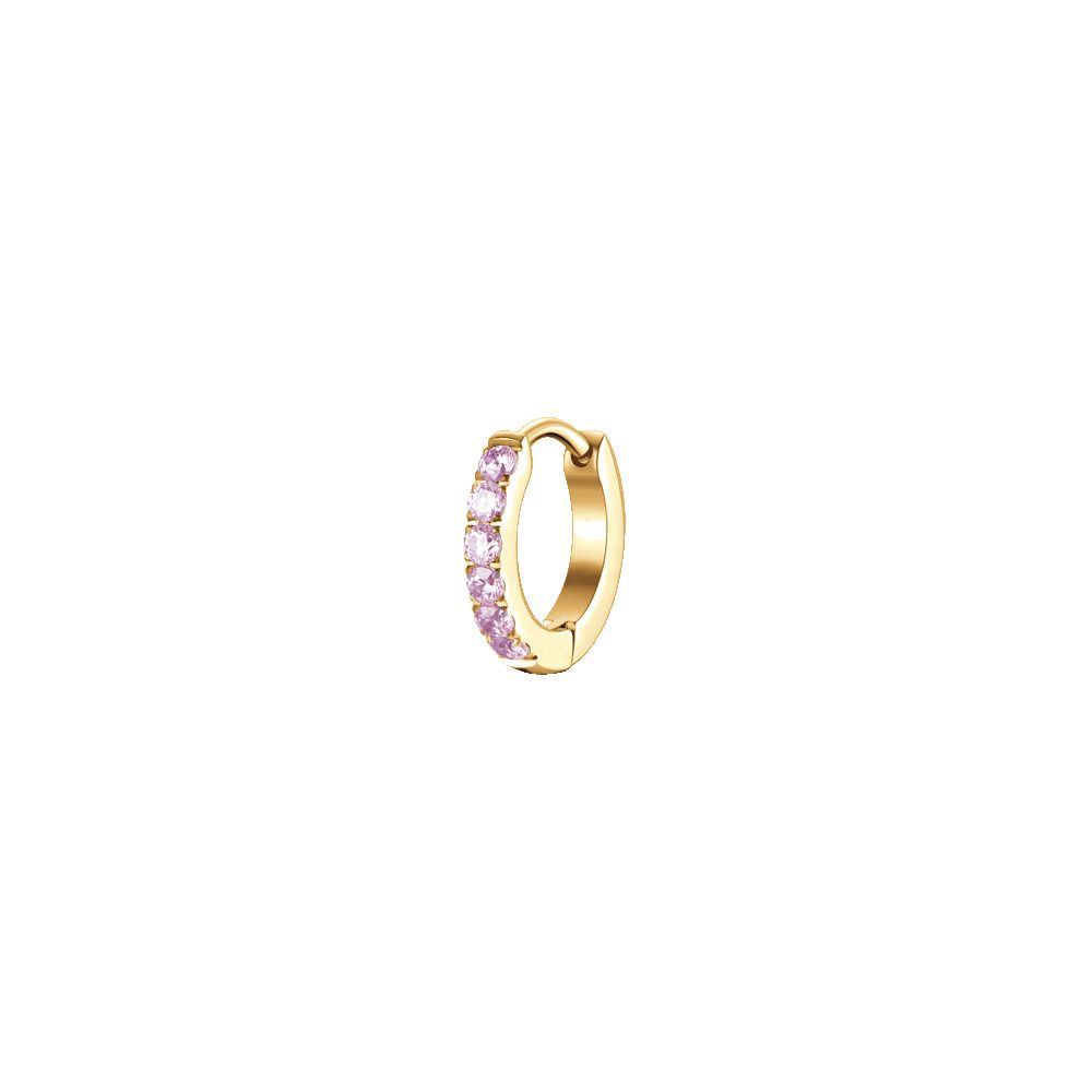 Luca Barra Mono Cerchio Acciaio Gold Zirconi Rosa