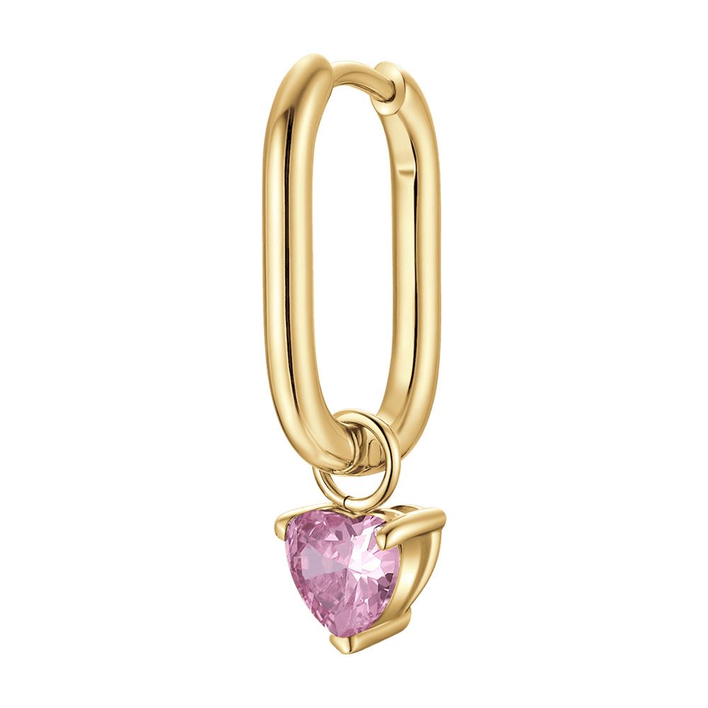 Luca Barra Mono Orecchino Gold Zircone Rosa