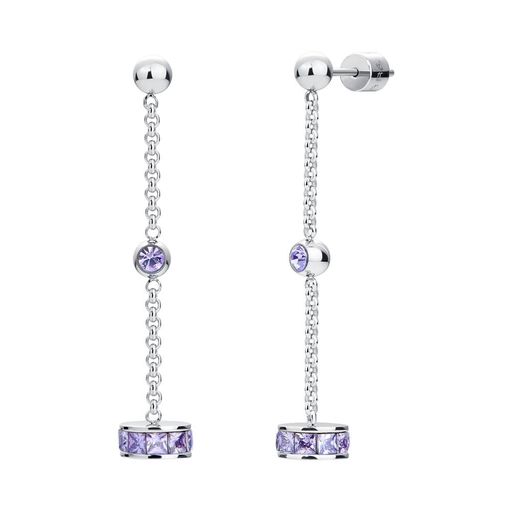 Luca Barra Orecchini Acciaio Elemento Zirconi Viola