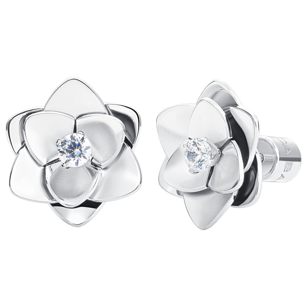 Luca Barra Orecchini Acciaio Fiore con Zircone Bianco