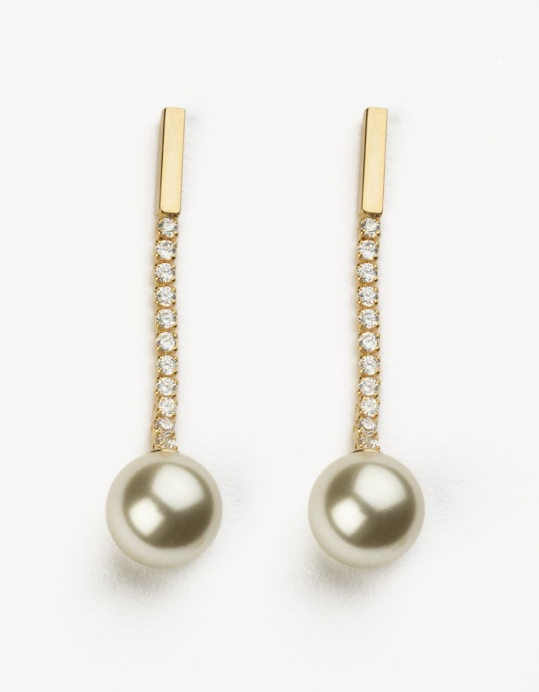 Barbieri Orecchini Pendenti Metallo Dorato Perla 10 mm