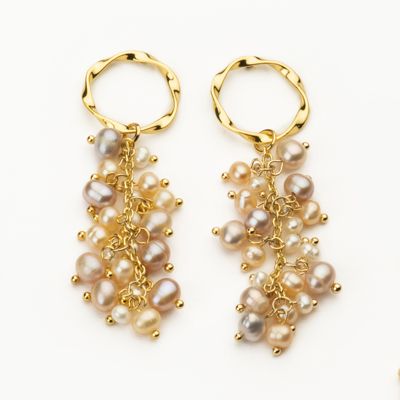 Barbieri Orecchini Metallo Dorato Perle Multicolor