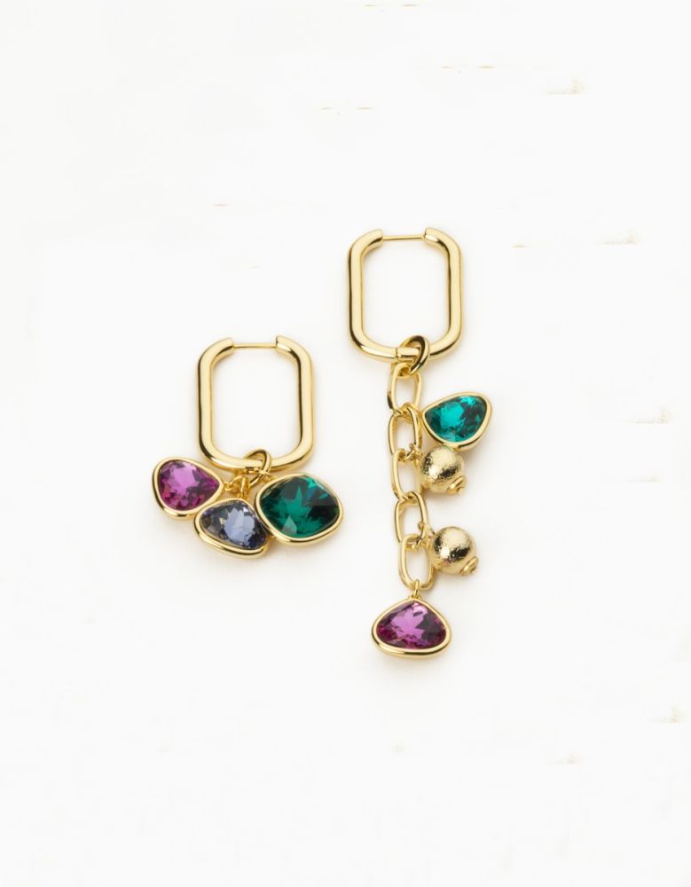 Barbieri Orecchini Metallo Dorato Cristalli Multicolor