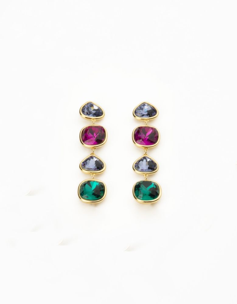 Barbieri Orecchini Metallo Dorato Cristalli Multicolor