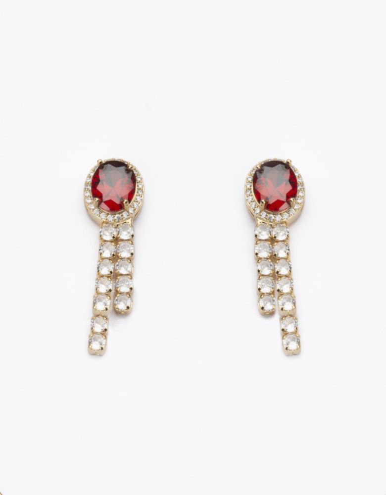 Barbieri Orecchini Metallo Dorato Cristallo Garnet