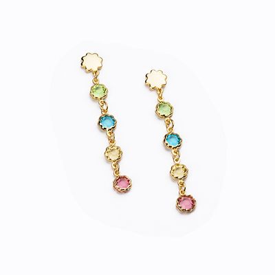 Barbieri Orecchini Metallo Dorato Cristalli Multicolor
