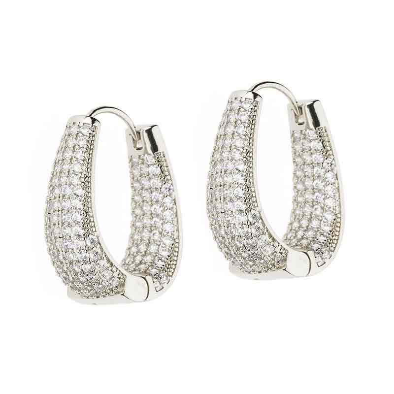 Barbieri Orecchini Metallo Rodiato Goccia Zirconata