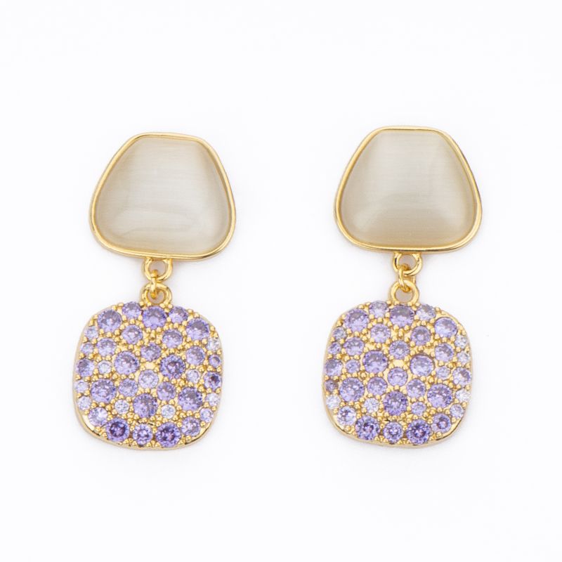 Barbieri Orecchini Metallo Dorato Cristalli e Zirconi