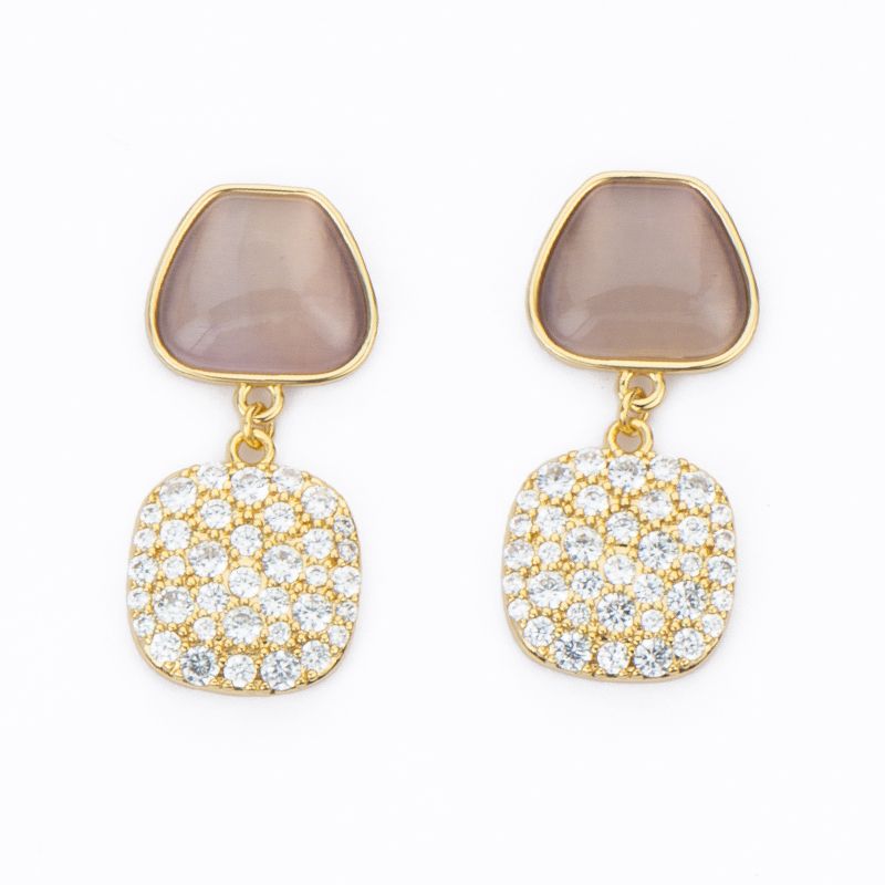 Barbieri Orecchini Metallo Dorato Cristalli e Zirconi