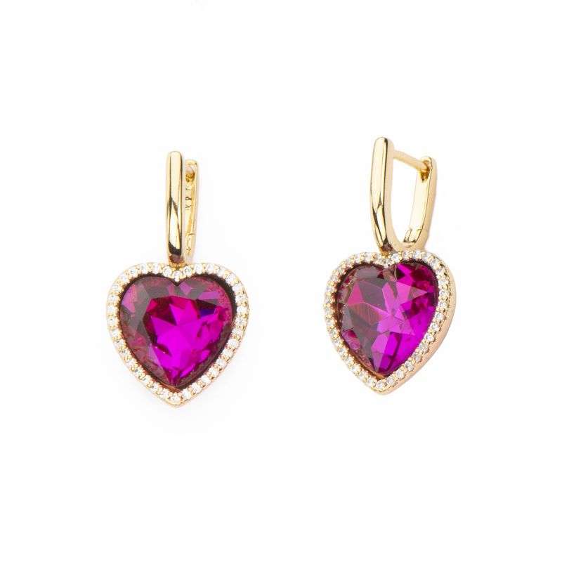 Barbieri Orecchini Metallo Dorato Cuore Fucsia
