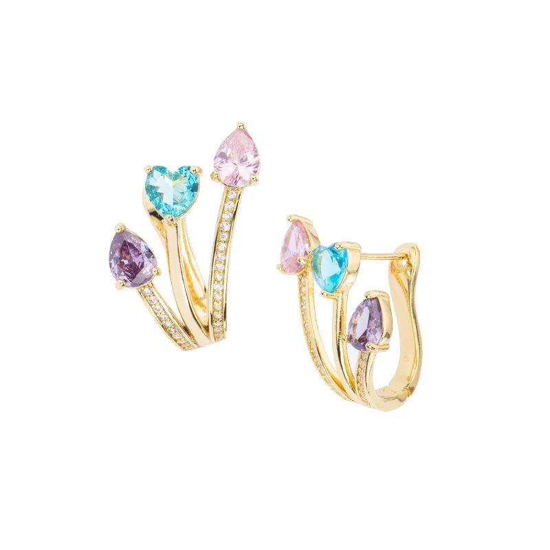 Barbieri Orecchini Metallo Dorato Cristalli Multicolor