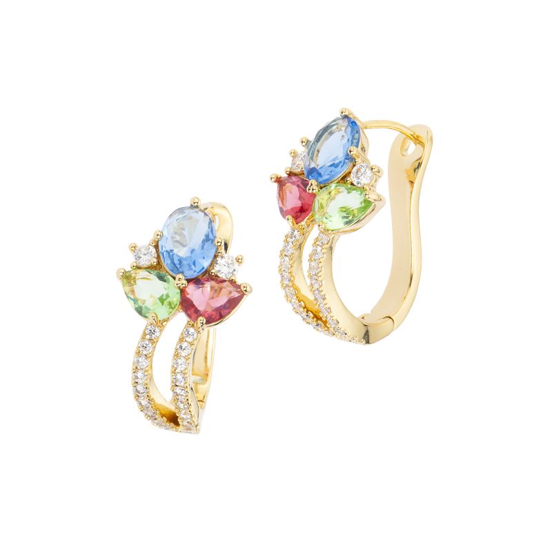 Barbieri Orecchini Metallo Dorato Cristalli Multicolor