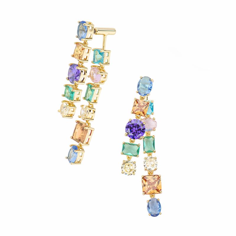 Barbieri Orecchini Metallo Dorato Cristalli Multicolor