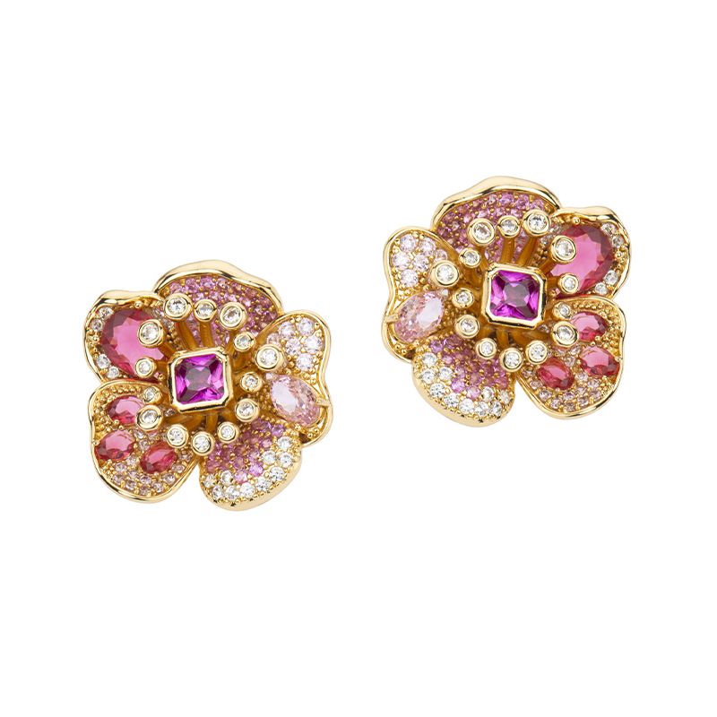 Barbieri Orecchini Metallo Dorato Cristalli Multicolor