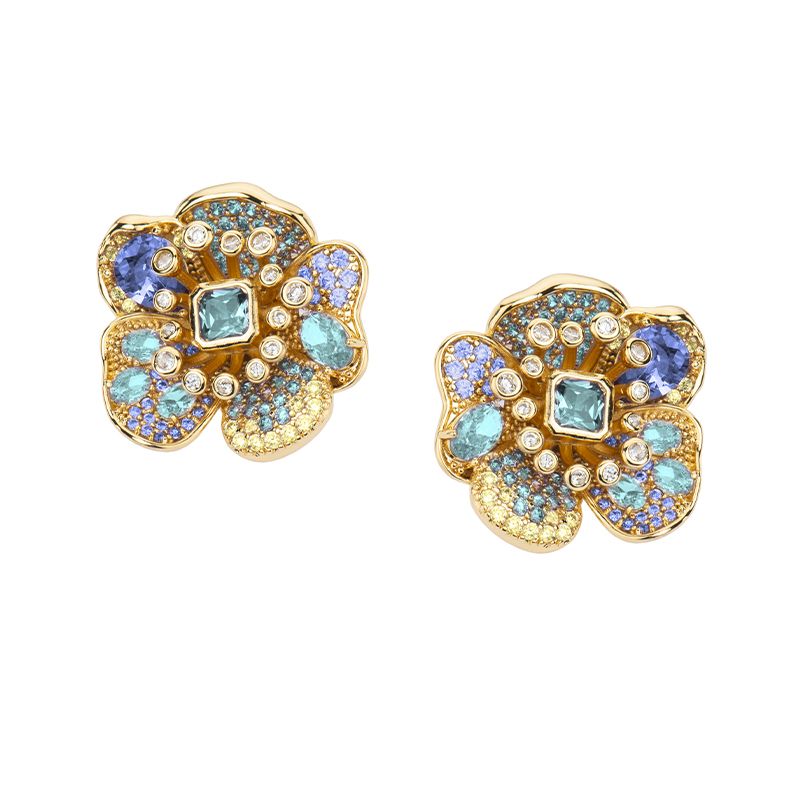 Barbieri Orecchini Metallo Dorato Cristalli Multicolor