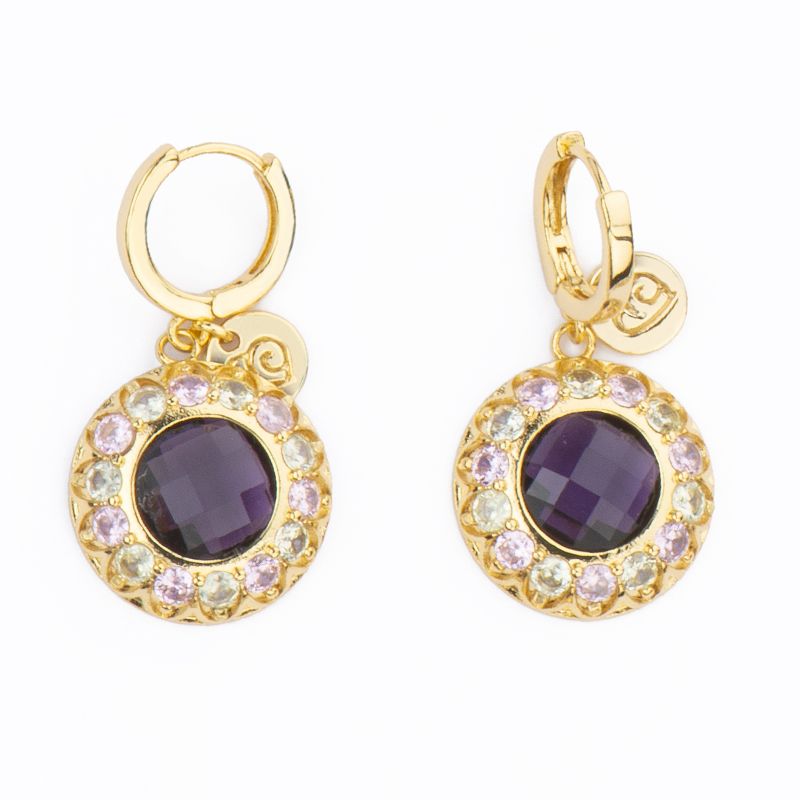 Barbieri Orecchini Metallo Dorato Cristalli e Zirconi