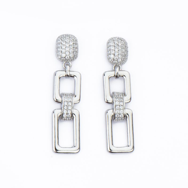 Barbieri Orecchini Metallo Rodiato con Zirconi