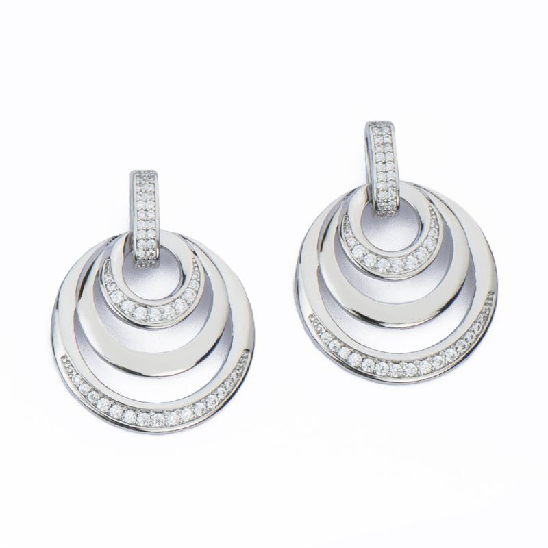 Barbieri Orecchini Metallo Rodiato Cerchi con Zirconi