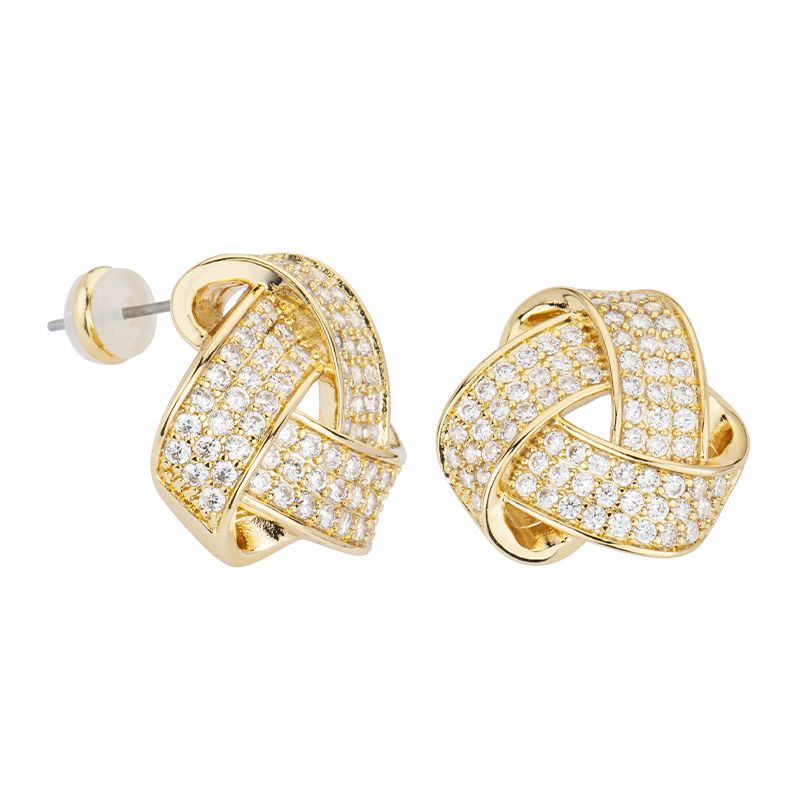 Barbieri Orecchini Metallo Dorato 4 Fasce Zirconate