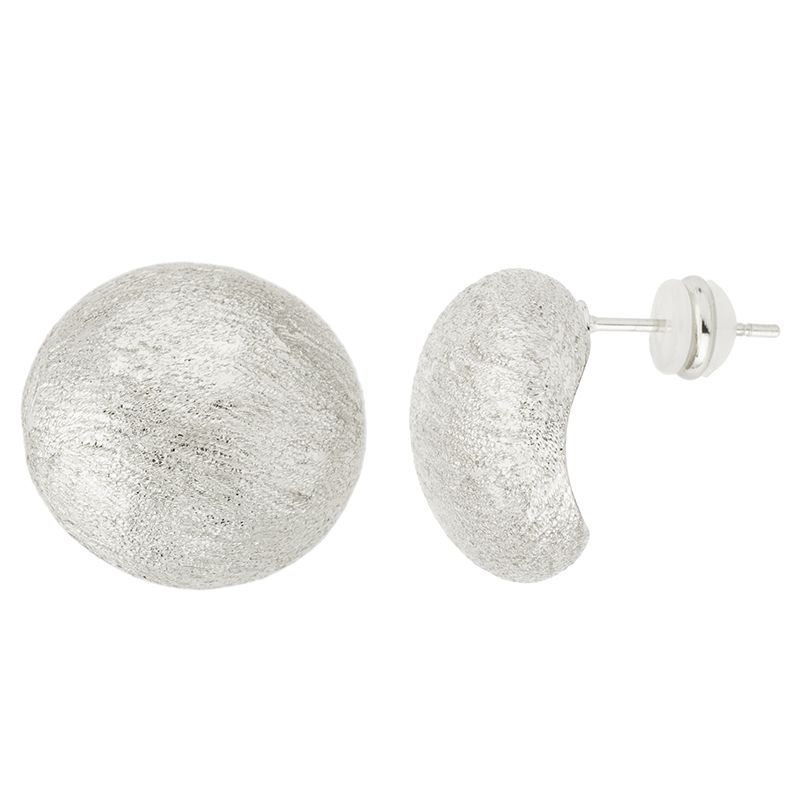 Barbieri Orecchini Bottone Metallo Rodiato Spazzolato