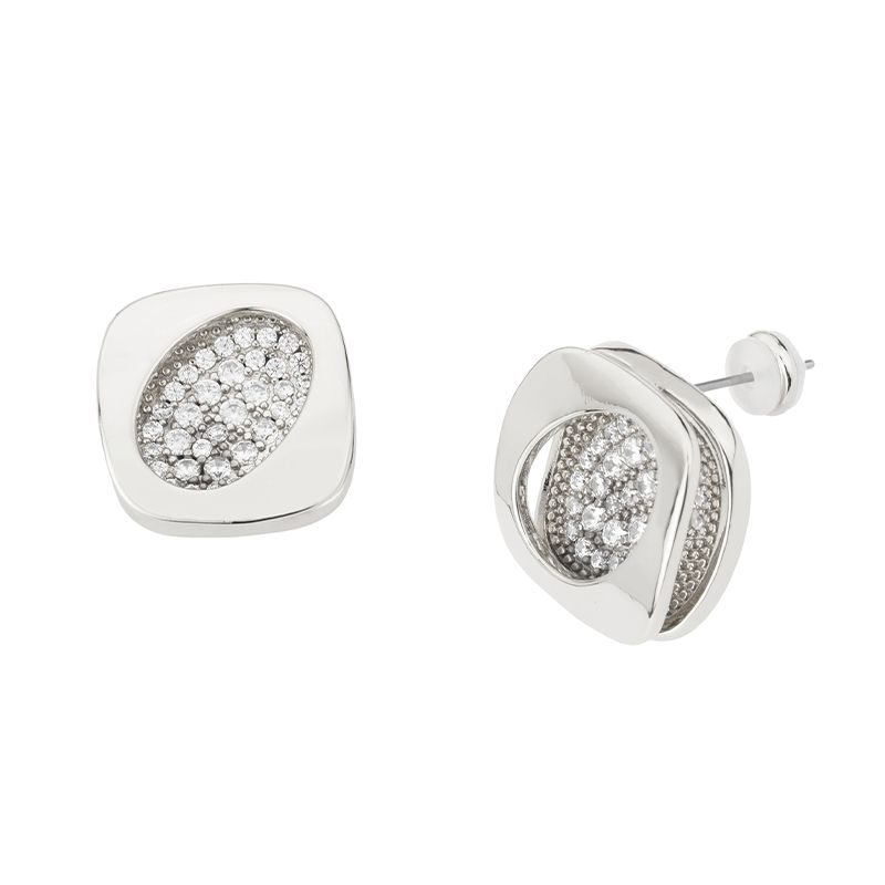 Barbieri Orecchini Metallo Rodiato con Zirconi