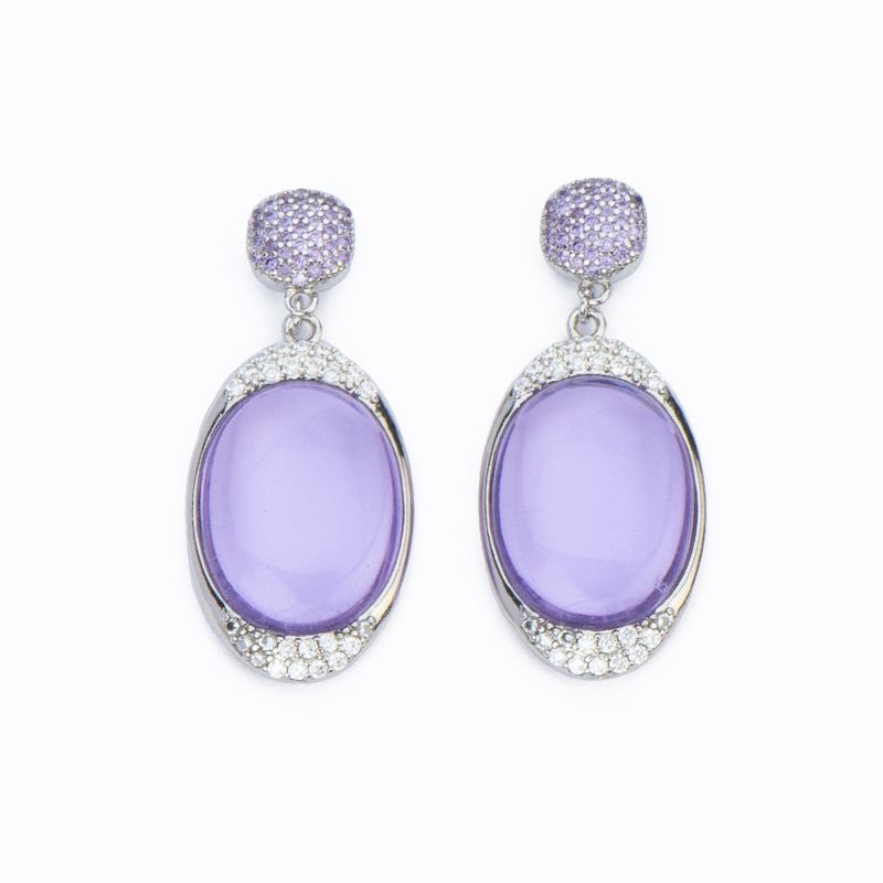 Barbieri Orecchini Metallo Rodiato Cristalli e Zirconi