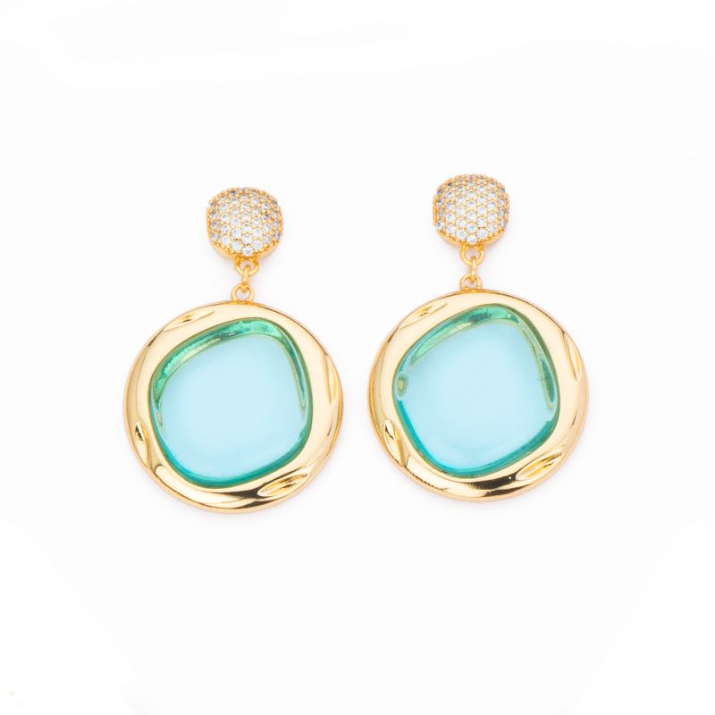 Barbieri Orecchini Metallo Gold e Cristallo Azzurro