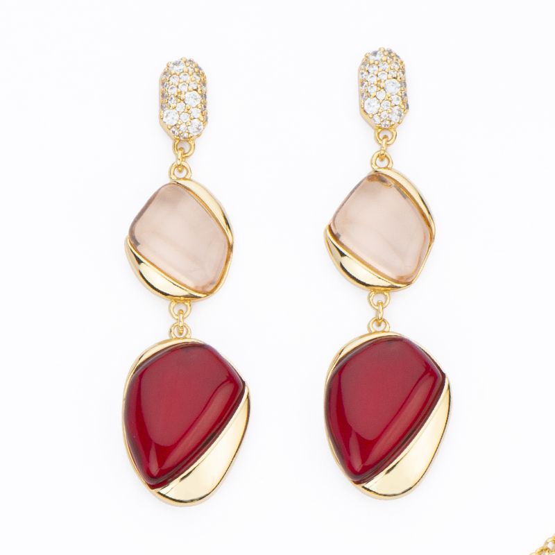 Barbieri Orecchini Metallo Dorato Cristalli e Zirconi