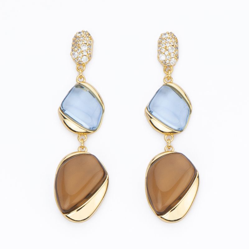 Barbieri Orecchini Metallo Dorato Cristalli e Zirconi