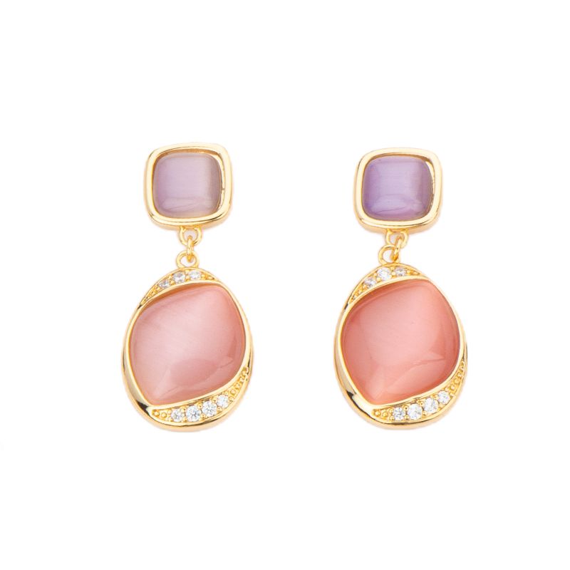 Barbieri Orecchini Metallo Gold Intarsio Rosa