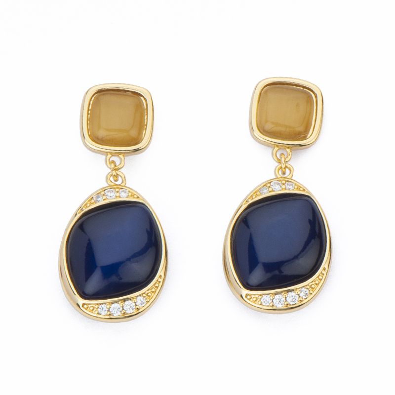 Barbieri Orecchini Metallo Dorato Cristalli e Zirconi