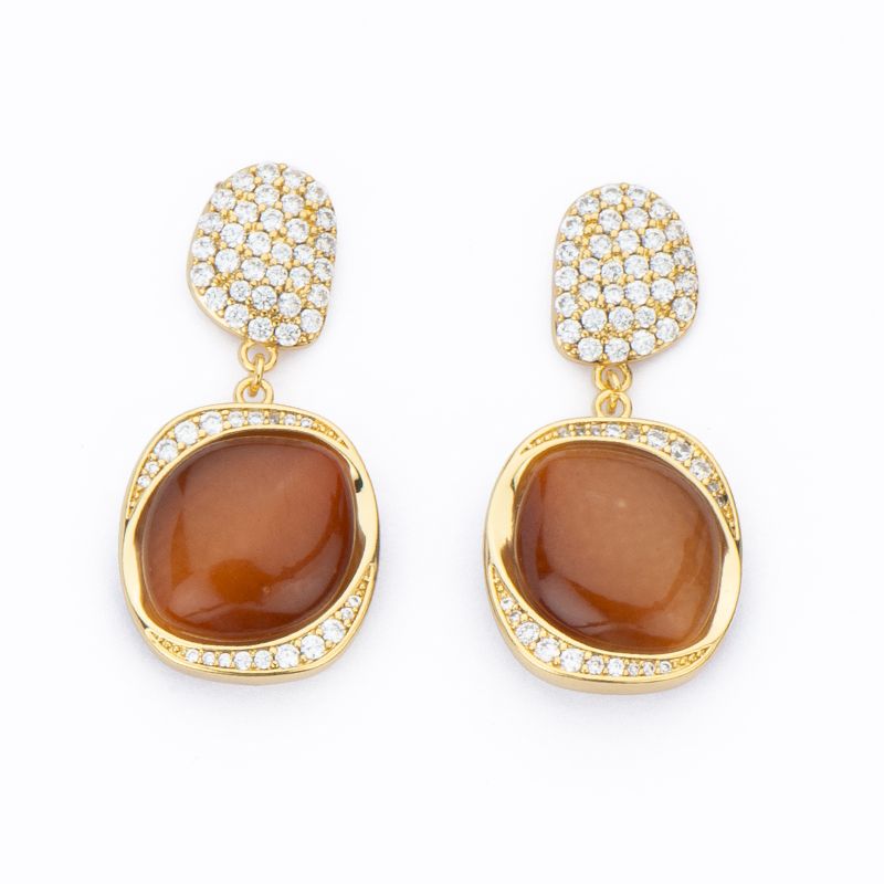 Barbieri Orecchini Metallo Dorato Cristalli e Zirconi