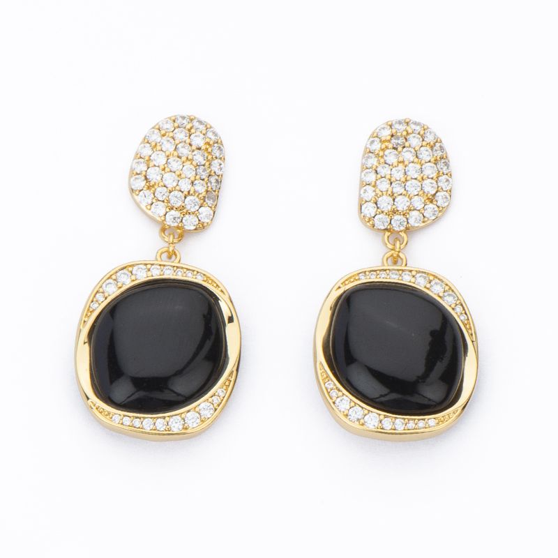 Barbieri Orecchini Metallo Dorato Cristalli e Zirconi