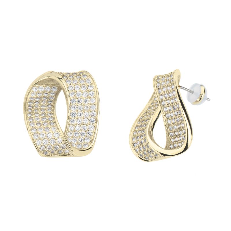 Barbieri Orecchini Metallo Dorato Fasce Zirconate