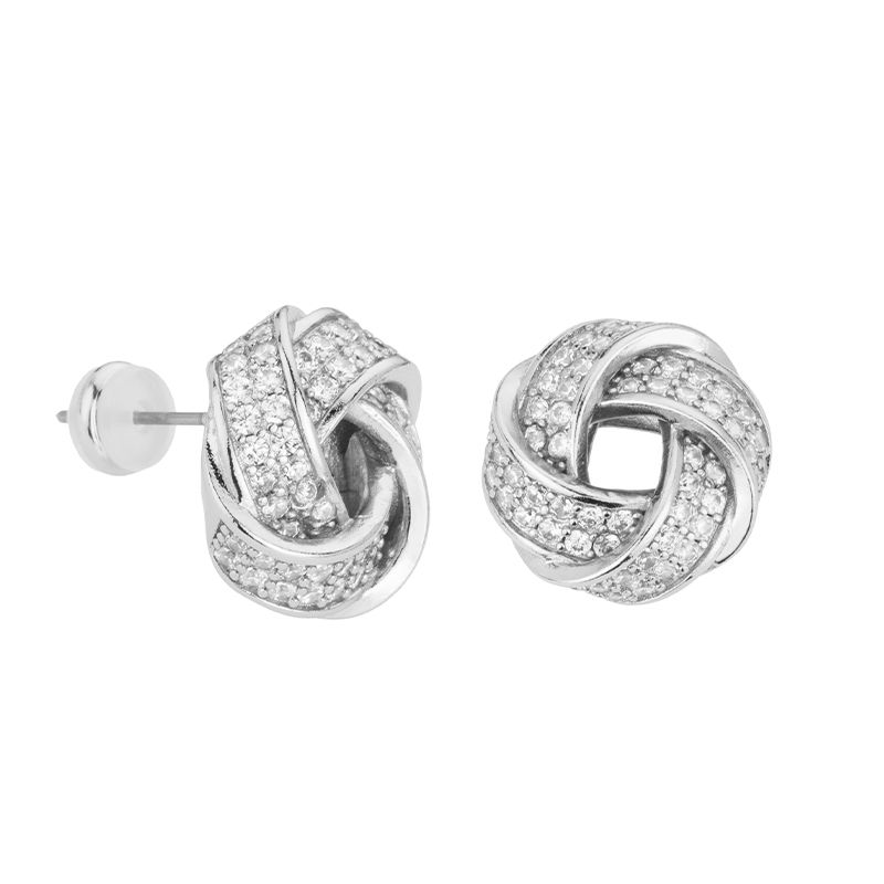 Barbieri Orecchini Metallo Rodiato 3 Fasce Zirconate