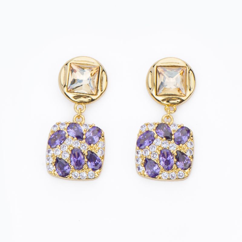 Barbieri Orecchini Metallo Dorato Cristalli e Zirconi