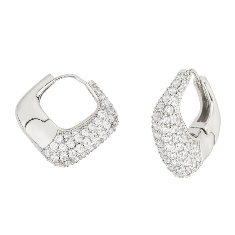 Barbieri Orecchini Rombo Metallo Rodiato con Zirconi