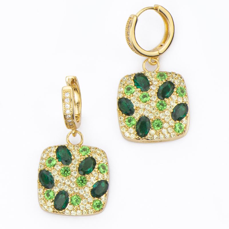 Barbieri Cerchi Metallo Dorato Pendente Quadrato Zirconato