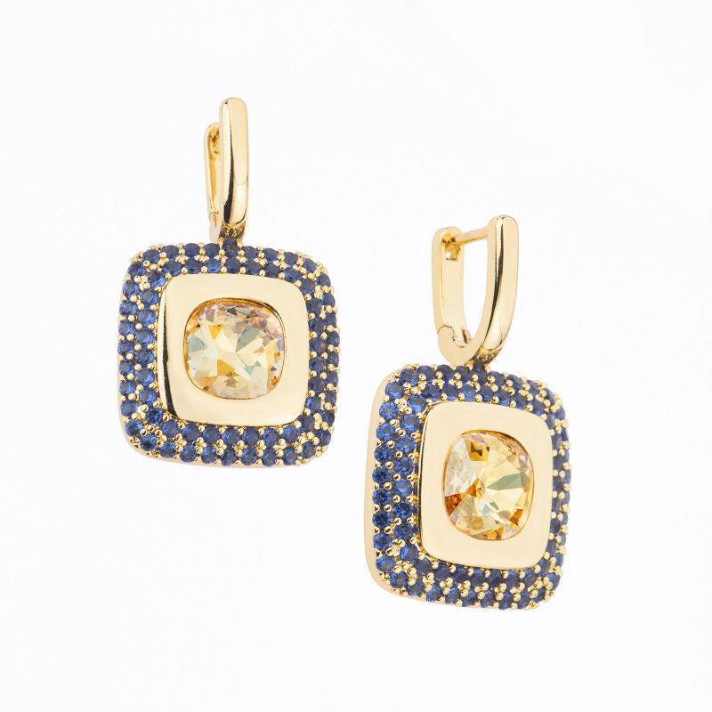 Barbieri Orecchini Metallo Dorato Cristallo e Zirconi