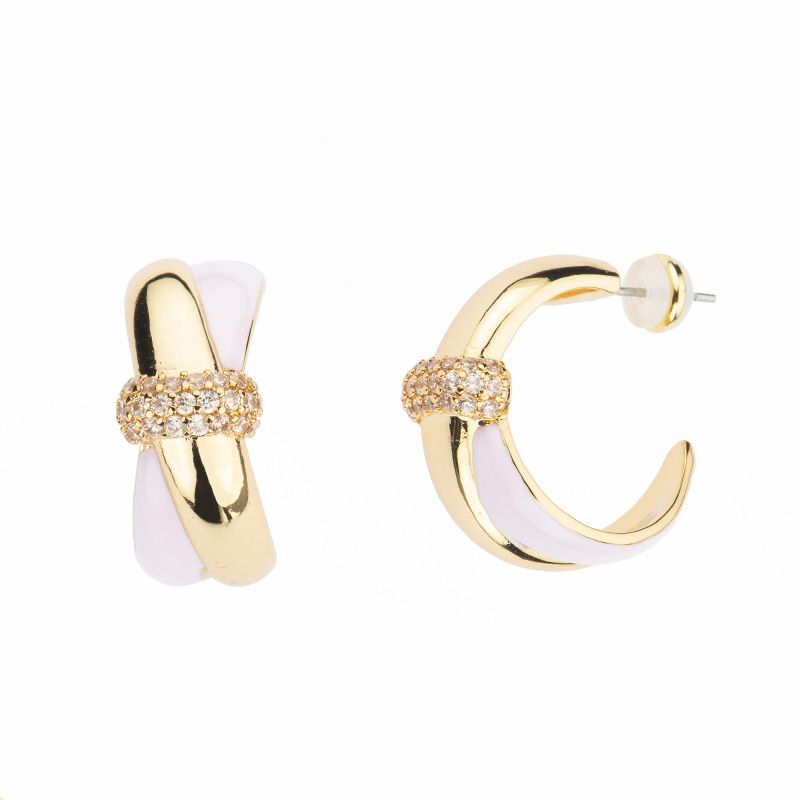 Barbieri Orecchini Metallo Dorato Smalto e Zirconi