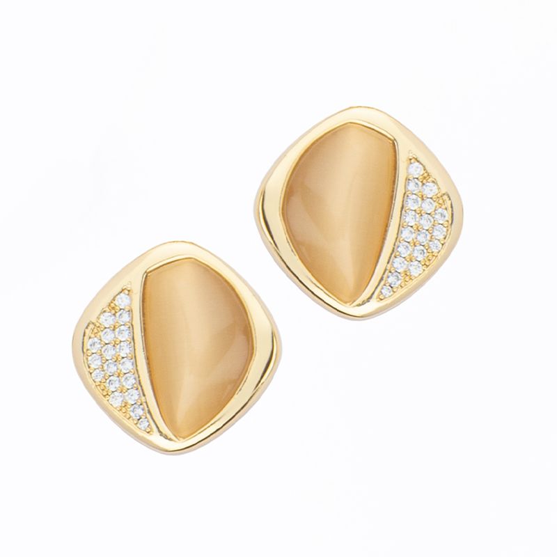 Barbieri Orecchini Metallo Dorato Zirconi e Cat Eye