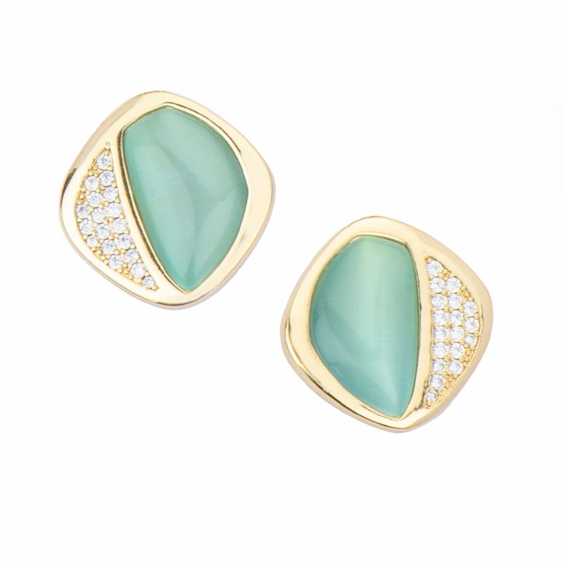 Barbieri Orecchini Metallo Dorato Zirconi e Cat Eye