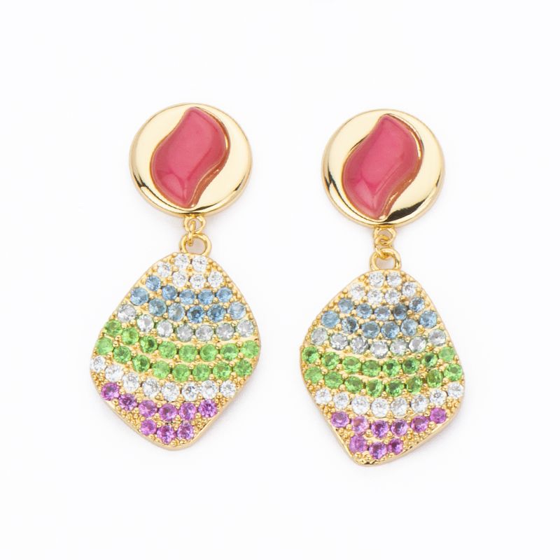 Barbieri Orecchini Metallo Gold Cat Eye e Zirconi