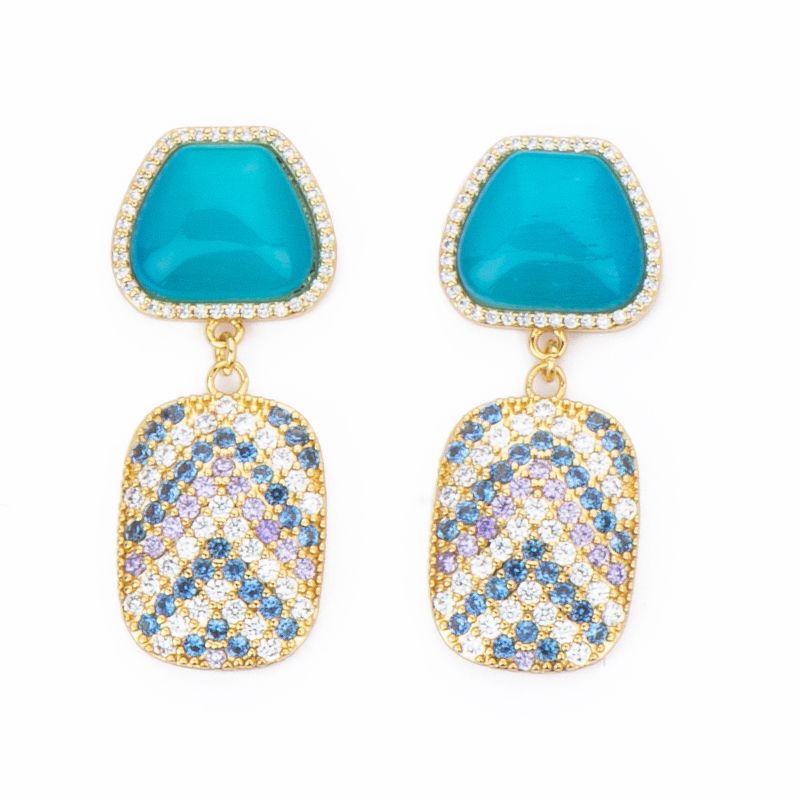 Barbieri Orecchini Metallo Gold Cat Eye e Zirconi