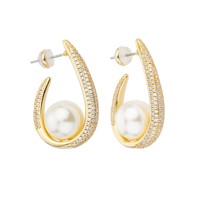 Barbieri Orecchini Metallo Gold Perla e Zirconi