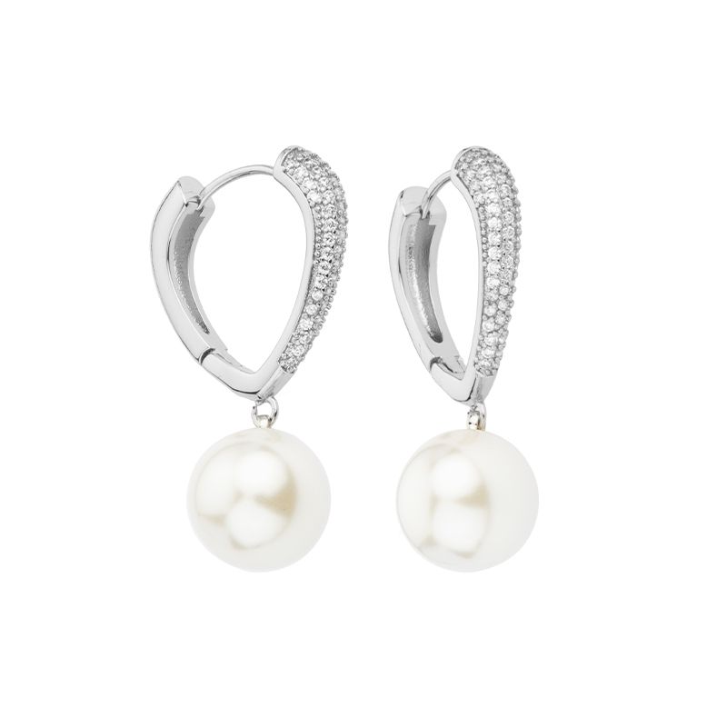 Barbieri Orecchini Metallo con Perla e Zirconi