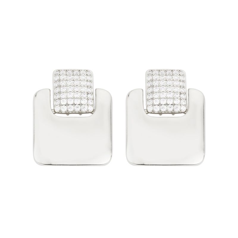 Barbieri Orecchini Metallo e Zirconi Bianchi